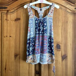 American Rag Embroidered Racerback Boho Tank Top